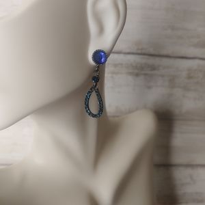 Sparkle Blue Studded Dangle Earrings